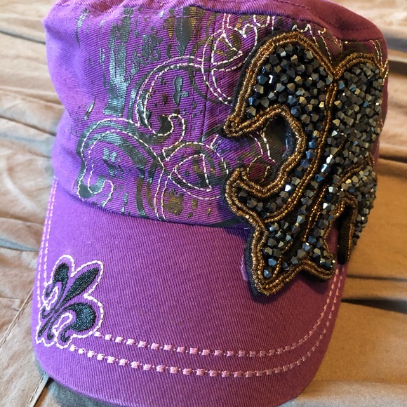 Accessories - Purple bling military style hat